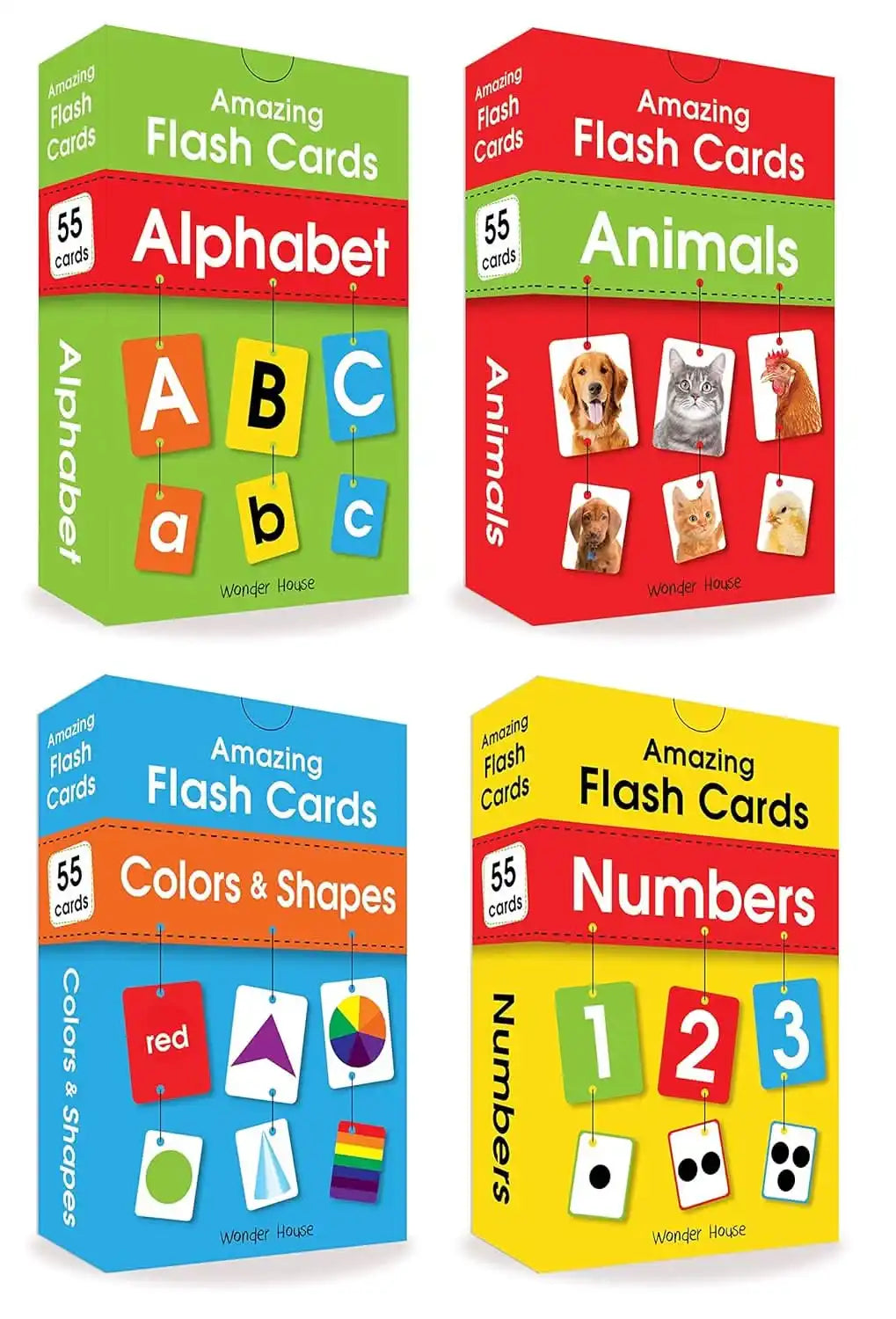 Amazing Flash Cards Set Of 4 Boxes - Early Development Of Preschool Toddler (220 Cards, Alphabet, Num