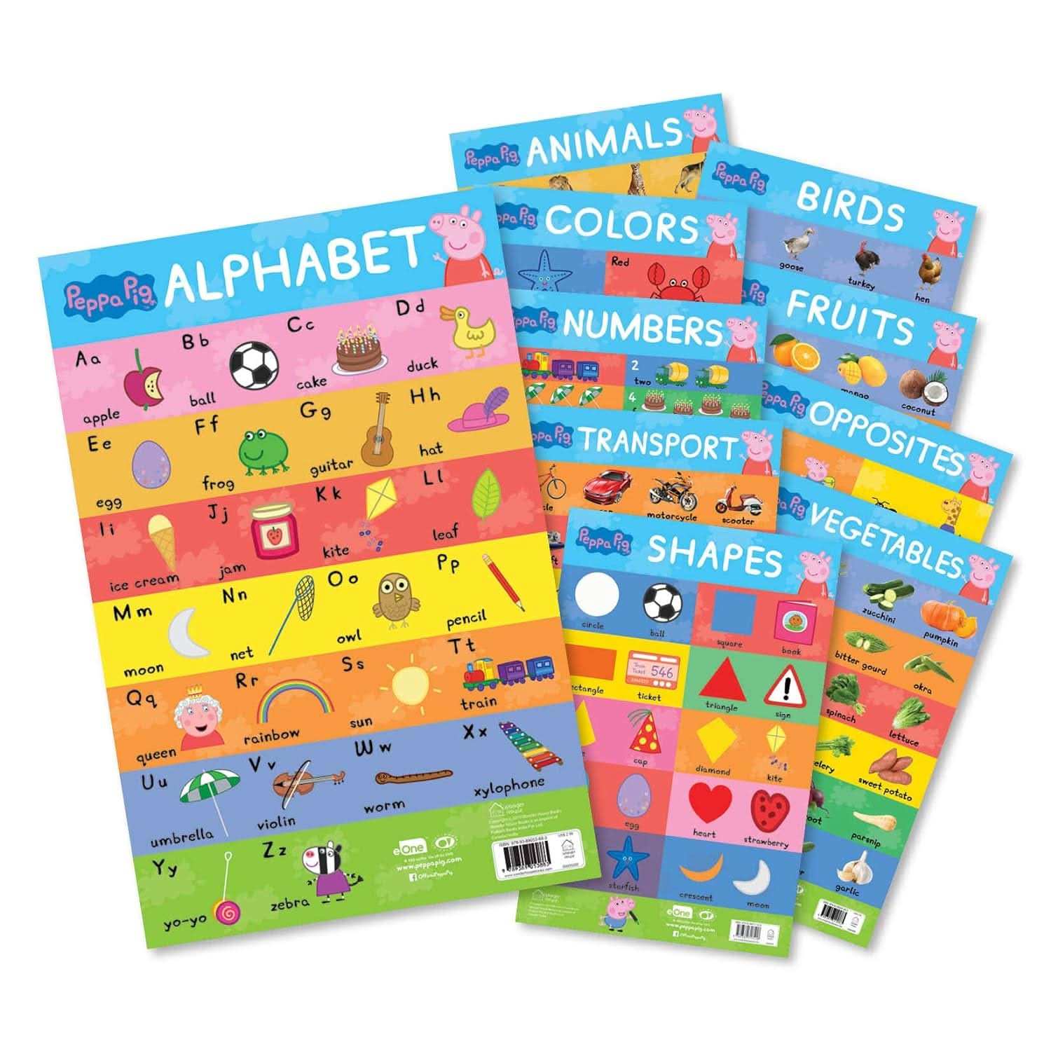 Peppa Pig - My First Early Learning Charts  - Learning With Peppa (10 Charts - Alphabet, Animals, Bir