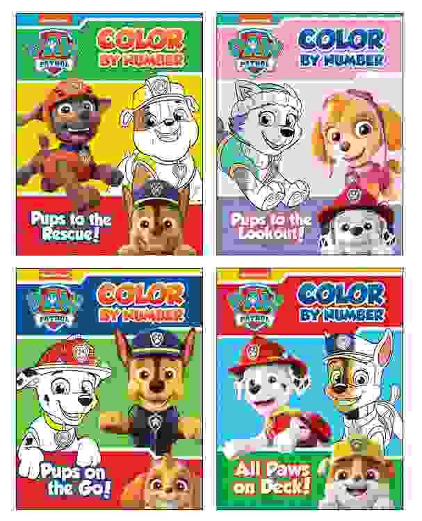 Paw Patrol Color By Number Super Boxset : Pack Of 4 Coloring Books For Kids