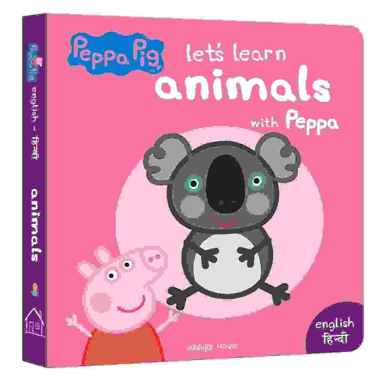 Peppa Board Book - Lets Learn Animals With Peppa - English & Hindi: Early Learning For Children