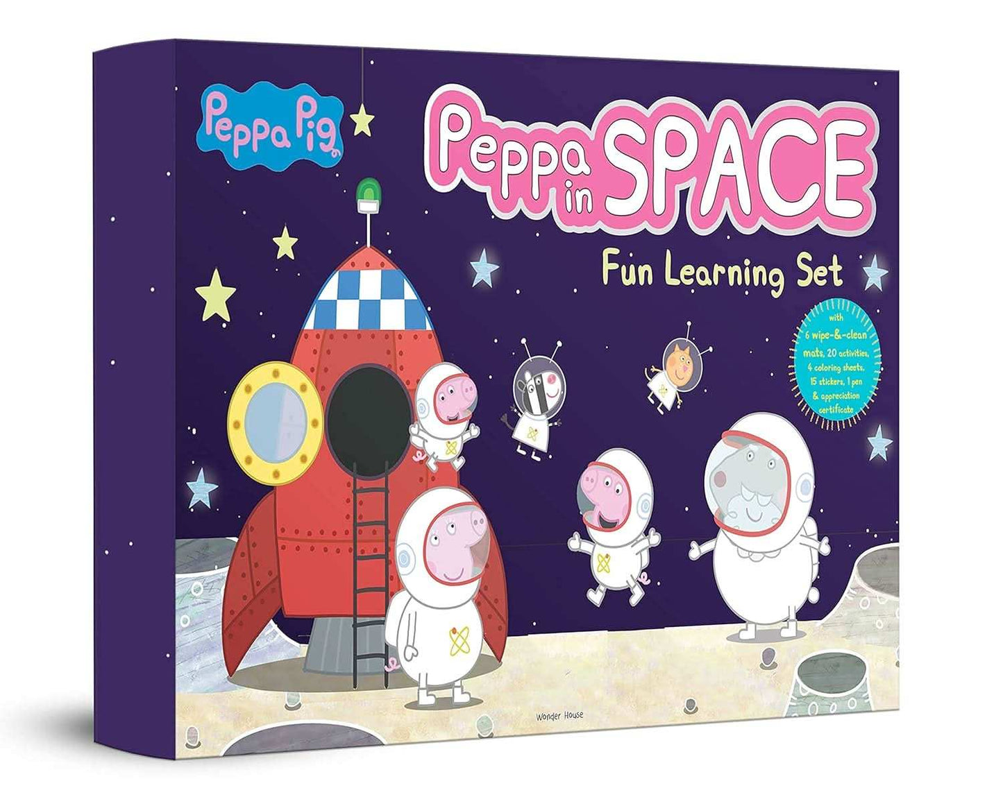 Peppa Pig - Peppa In Space  - Fun Learning Set (With Wipe And Clean Mats, Coloring Sheets, Stickers,