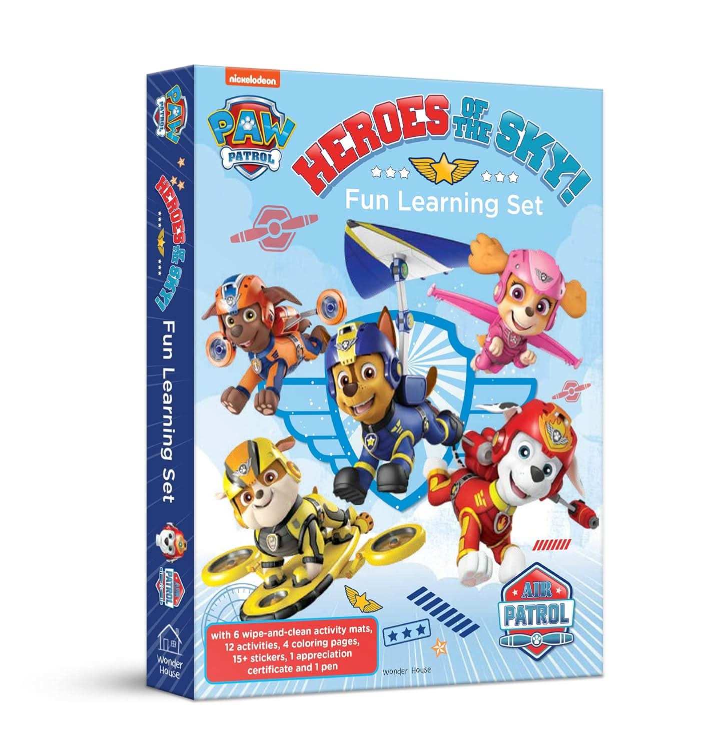 Nickelodeon Paw Patrol - Air Patrol Heroes Of The Sky!  - Fun Learning Set (With Wipe And Clean Mats,